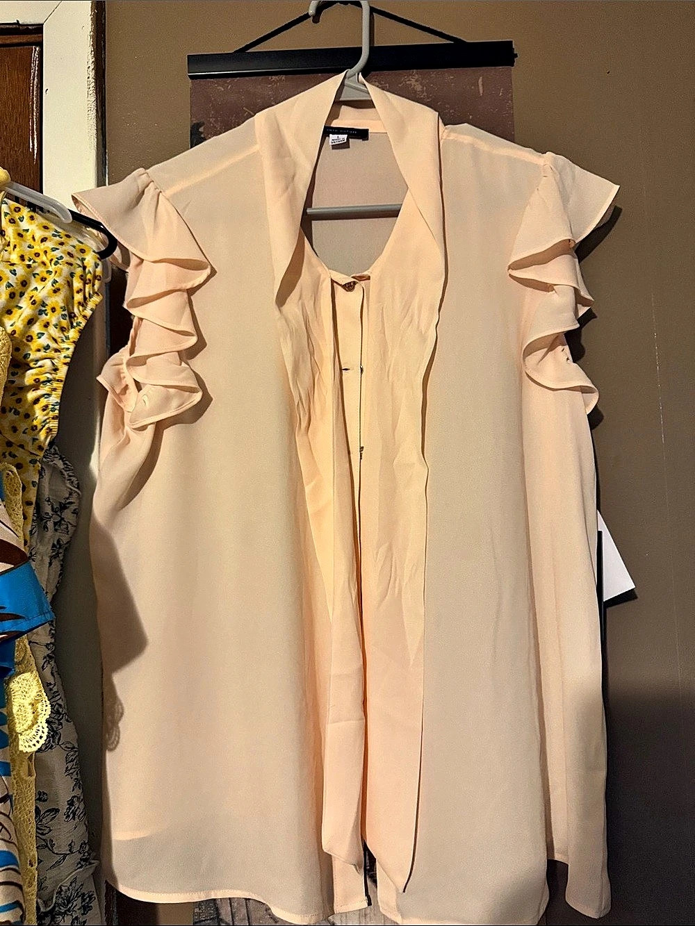 Tommy Hilfiger Sleeveless Tie-Neck Ruffle Blouse Pink